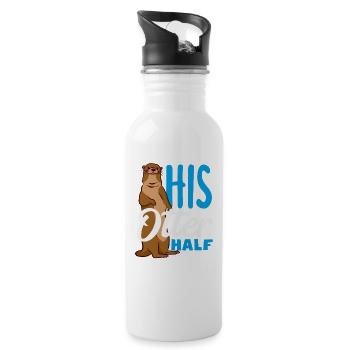 Seeotter Cartoon Seine Otter Hälfte - Trinkflasche mit integriertem Trinkhalm - Weiß - Rechts