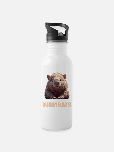 Wombats Wombat - Trinkflasche mit integriertem Trinkhalm - Weiß