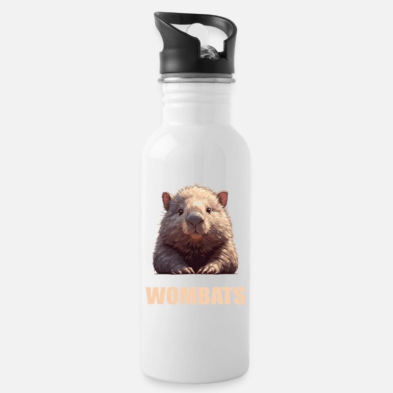 Wombats Wombat - Trinkflasche mit integriertem Trinkhalm - Weiß