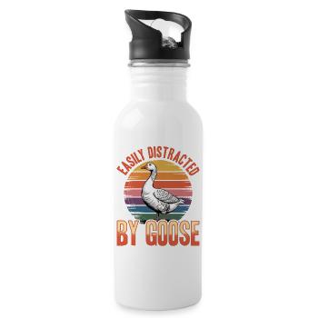 Funny Bird Goose - Water bottle with straw - white - Right
