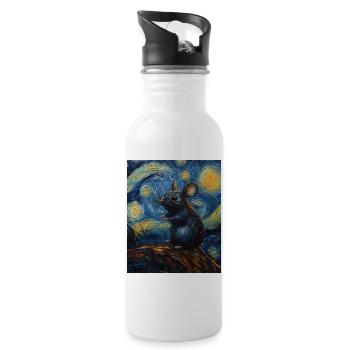 Souris mange du fromage Nuit étoilée à la Van Gogh - Gourde avec paille intégrée - blanc - Droite