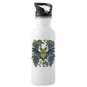 Laune der Fledermaus - Trinkflasche mit integriertem Trinkhalm - Weiß - Rechts