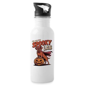 Spuk Foxred  Lab Halloween Hund - Trinkflasche mit integriertem Trinkhalm - Weiß - Rechts
