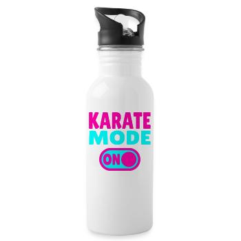 Karate Mode ON – Motivation für Kampfsportler - Trinkflasche mit integriertem Trinkhalm - Weiß - Rechts