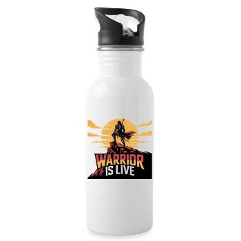 Krieger auf der Klippe Sonnenuntergang - Trinkflasche mit integriertem Trinkhalm - Weiß - Rechts