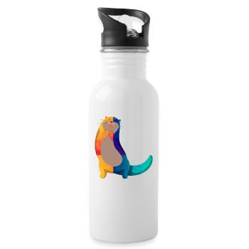Seeotter Cartoon - Trinkflasche mit integriertem Trinkhalm - Weiß - Rechts
