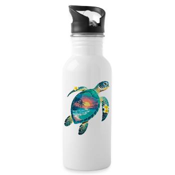 Schildkröte Wellen Surf Turtle Surfer Schildkröten - Trinkflasche mit integriertem Trinkhalm - Weiß - Rechts