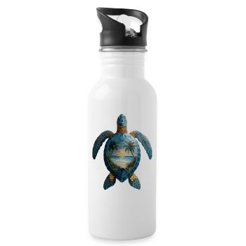 Turtle Waves Surf Turtle Surfer Turtles - Water bottle with straw - white - Right