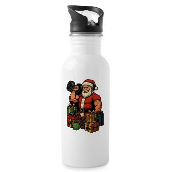 Fitness Père Noël avec des cadeaux - Gourde avec paille intégrée - blanc - Droite