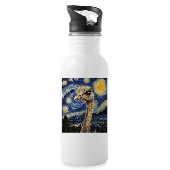 Strauß ostrich Vogel Van Gogh Style Starry Night - Trinkflasche mit integriertem Trinkhalm - Weiß - Rechts