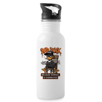 Bad Duck Streetwear Normal Ist Überbewertet - Trinkflasche mit integriertem Trinkhalm - Weiß - Rechts