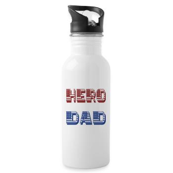 Father Husband the best dad in the world - Water bottle with straw - white - Right