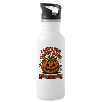 J’aime les gros sacs de bonbons drôle Halloween disant - Gourde avec paille intégrée - blanc - Droite