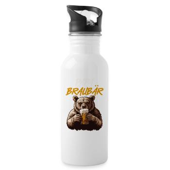 Soon DAD BROWN BEAR Father BROWN BEAR Fatherhood Funny - Water bottle with straw - white - Right