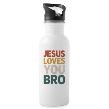 Jesus Loves You Bro - Water bottle with straw - white - Right