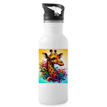 girafe - Gourde avec paille intégrée - blanc - Droite