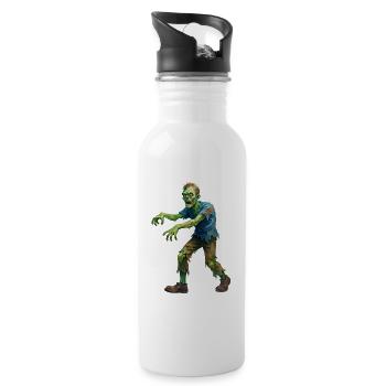 Gaunt Aquarell Zombie - Halloween - Trinkflasche mit integriertem Trinkhalm - Weiß - Rechts