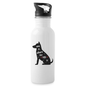 La maison est là où se trouve mon chien – design à pois - Gourde avec paille intégrée - blanc - Droite