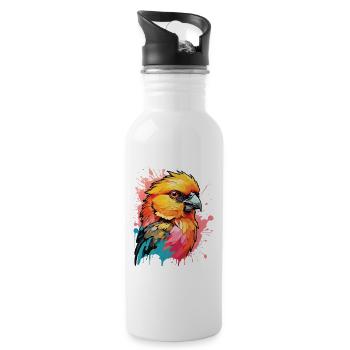 Fiery Parrot Color Art - Water bottle with straw - white - Right