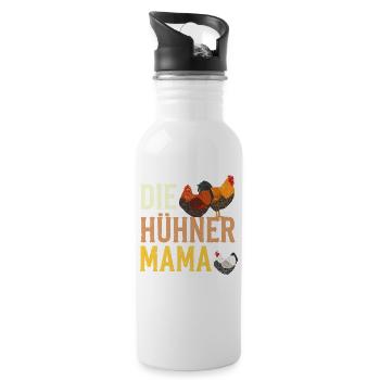 Die Hühner Mama Muttertag Mutterschaft Mama - Trinkflasche mit integriertem Trinkhalm - Weiß - Rechts