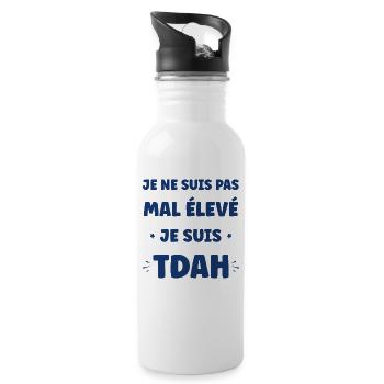 Slogan ADHD Pas Mal Élevé - Gourde avec paille intégrée - blanc - Droite