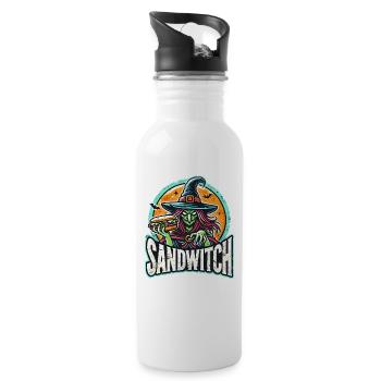 Sandwitch Witch Halloween Illustration - Water bottle with straw - white - Right