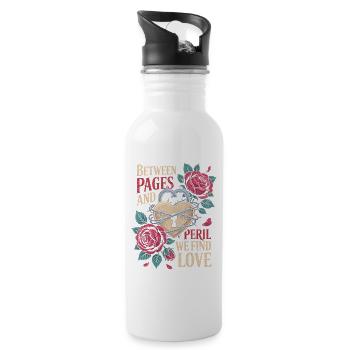 Dark Romance Between Pages And Peril We Find Love - Water bottle with straw - white - Right