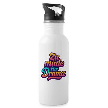 "Too Tired for Drama – Funny Saying Shirt" - Water bottle with straw - white - Right