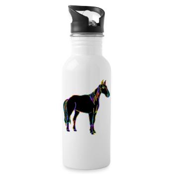 Pferd - Trinkflasche mit integriertem Trinkhalm - Weiß - Rechts