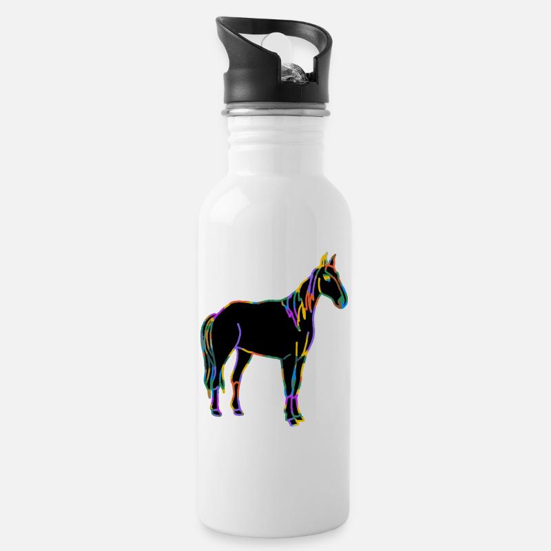 Cheval - Gourde avec paille intégrée - blanc