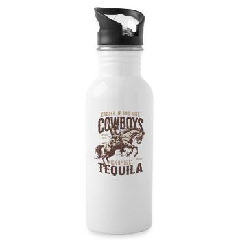  Vintage Cowboys and Tequila Shirt Retro Western - Trinkflasche mit integriertem Trinkhalm - Weiß - Rechts