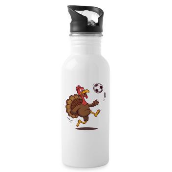 Dinde jouant au football Thanksgiving - Gourde avec paille intégrée - blanc - Droite