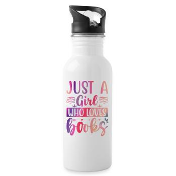 Just a girl who loves books - Trinkflasche mit integriertem Trinkhalm - Weiß - Rechts