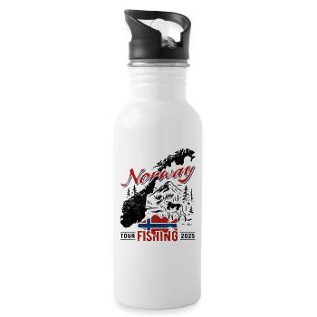 Norway Fishing Tour 2025 - Angler Gift - Water bottle with straw - white - Right