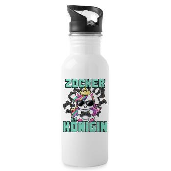 gambler queen - unicorn - Water bottle with straw - white - Right