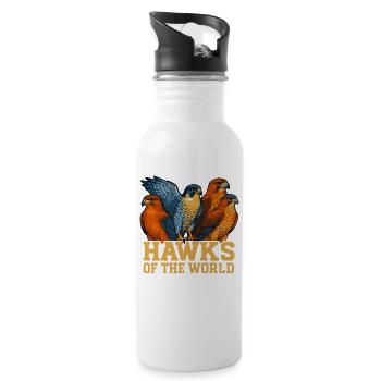 Hawks Of The World Falconry Birds Watching - Water bottle with straw - white - Right