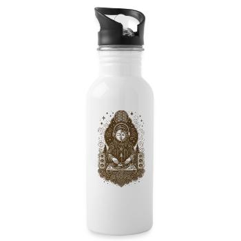 Mystischer DJ mit kosmischen Sacred Geometry Vibes - Trinkflasche mit integriertem Trinkhalm - Weiß - Rechts