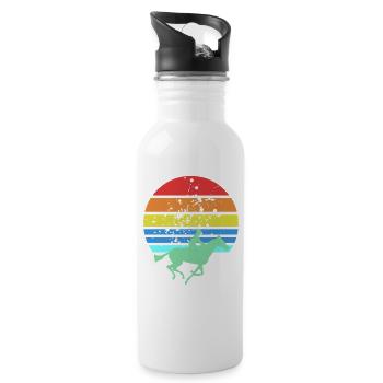 Retro Sunset Horse Racing Jockey Track Vibes - Trinkflasche mit integriertem Trinkhalm - Weiß - Rechts