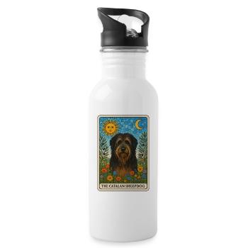 Sonnenmond Catalan Sheepdog - Trinkflasche mit integriertem Trinkhalm - Weiß - Rechts