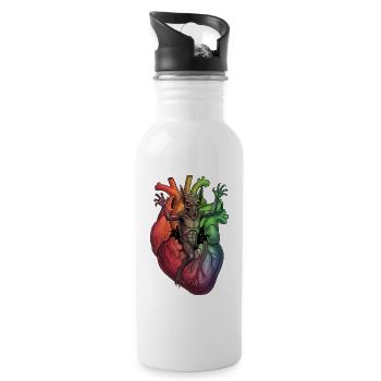 Heart Monster in Rainbow Storm - Water bottle with straw - white - Right