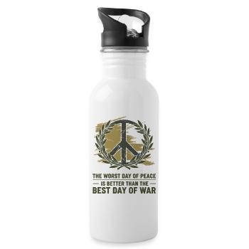 The Worst Day of Peace Laurel Olive Wreath Quote - Water bottle with straw - white - Right
