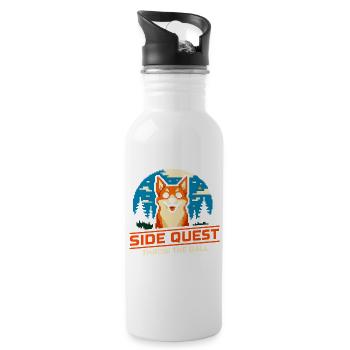 Nebenquest: Ball werfen | Hund Apportieren - Trinkflasche mit integriertem Trinkhalm - Weiß - Rechts