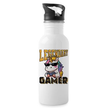 Joueur légendaire - licorne - Gourde avec paille intégrée - blanc - Droite