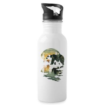 Retro Outdoor Wilderness Bärenbäume - Trinkflasche mit integriertem Trinkhalm - Weiß - Rechts