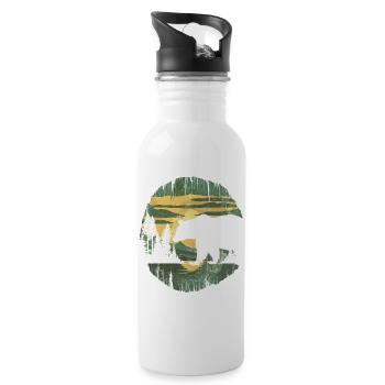 Retro Outdoor Wilderness Bärenbäume - Trinkflasche mit integriertem Trinkhalm - Weiß - Rechts