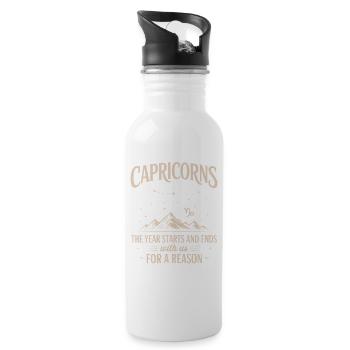 Capricorn Zodiac Sign - Water bottle with straw - white - Right