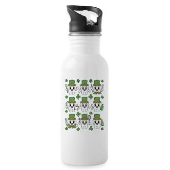 Funny Dentist St Patricks Day - Water bottle with straw - white - Right