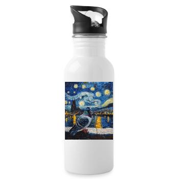 Colombe Oiseau Van Gogh Style Nuit étoilée - Gourde avec paille intégrée - blanc - Droite
