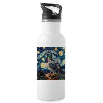 Colombe Oiseau Van Gogh Style Nuit étoilée - Gourde avec paille intégrée - blanc - Droite