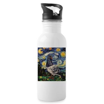 Colombe Oiseau Van Gogh Style Nuit étoilée - Gourde avec paille intégrée - blanc - Droite